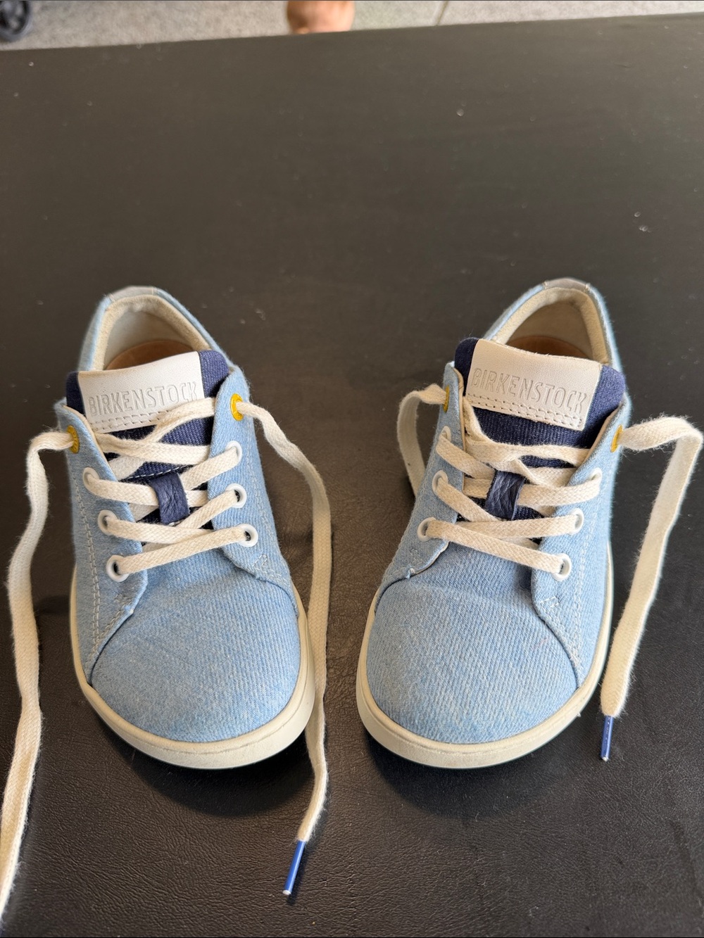 Birkenstock Kids Light Blue Canvas Sneakers with Navy Trim